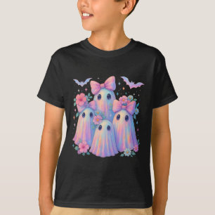 Cute Pastel Ghost Boo Crew Floral Matching Hallowe T-Shirt