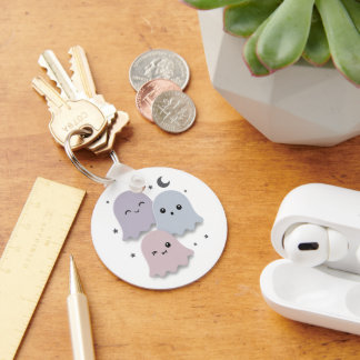 Cute Pastel Ghost Friends Halloween Key Ring