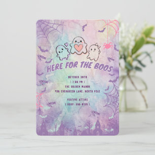 Cute Pastel Ghost "Here For The Boos" Halloween  Invitation