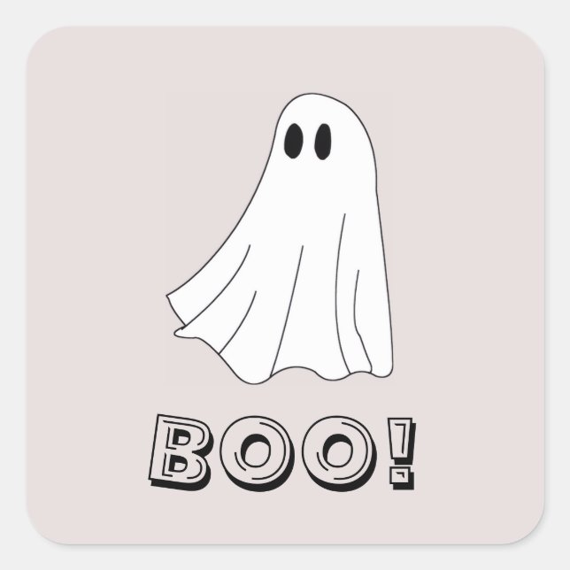 Cute Pastel Ghost Pattern Square Sticker (Front)