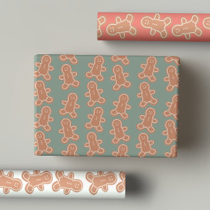Cute Pastel Gingerbread Man Christmas Cookies Wrapping Paper Sheet