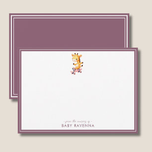 Cute Pastel Giraffe on Skateboard Baby Shower Card
