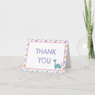 Cute Pastel Girl's Dinosaur  Thank You Card