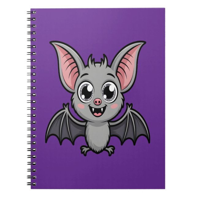 Cute Pastel Goth Bat Kawaii Cartoon Notebook (Front)