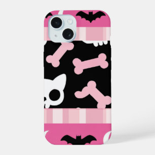 Cute Pastel Goth Halloween Cat & Bat  iPhone 15 Case