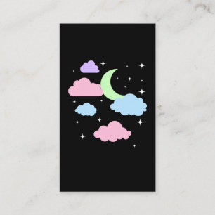 Cute Pastel Goth Moon Clouds Kawaii Business Card