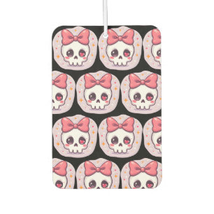 Cute Pastel Goth Skull with Bow Car Air Freshener