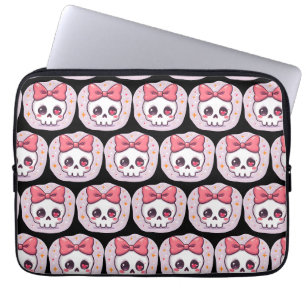 Cute Pastel Goth Skull with Bow Laptop Sleeve