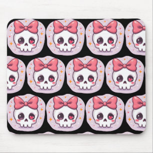 Cute Pastel Goth Skull with Bow Mouse Mat