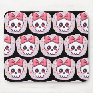 Cute Pastel Goth Skull with Bow Mouse Mat