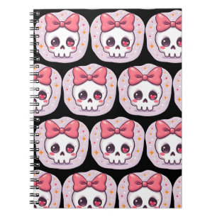Cute Pastel Goth Skull with Bow Notebook