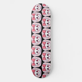 Cute Pastel Goth Skull with Bow Skateboard