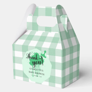 Cute Pastel Green Gingham Baby Girl Shower Favour Box