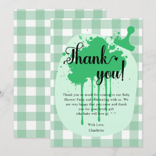 Cute Pastel Green Gingham Baby Shower Thank You Card