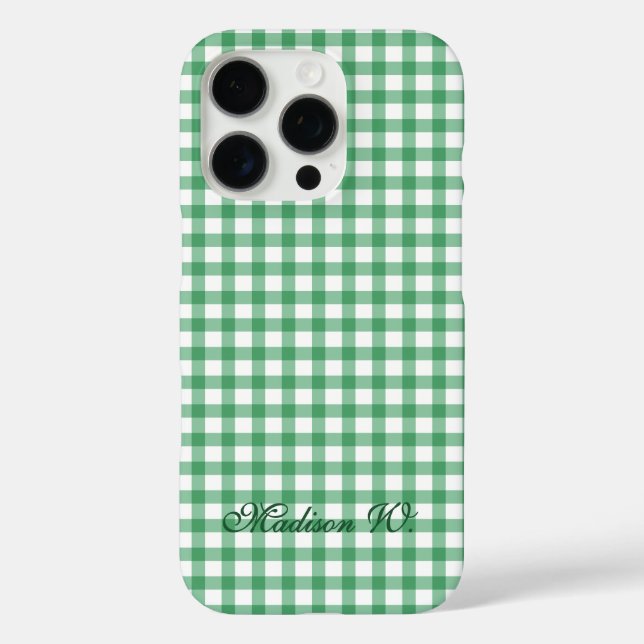 Cute Pastel Green Gingham Pattern Case-Mate iPhone Case (Back)