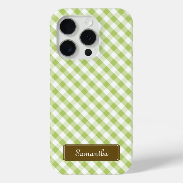 Cute Pastel Green Gingham Pattern Case-Mate iPhone Case (Back)