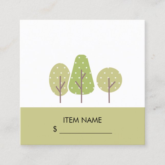 CUTE  PASTEL GREEN TREE TRIO LANDSCAPING PRICE TAG (Front)