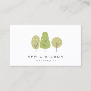 CUTE PASTEL GREEN TREE TRIO LANDSCAPING SERVICE BUSINESS CARD