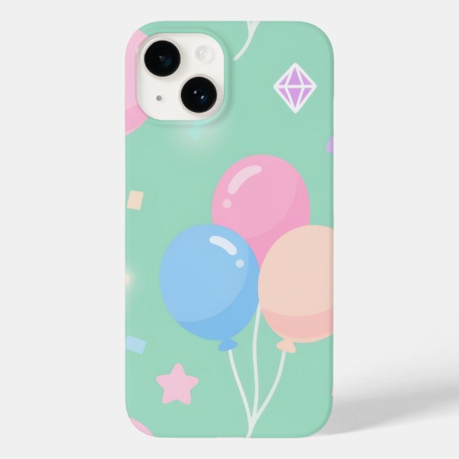 Cute pastel green with balloons Case-Mate iPhone case (Back)
