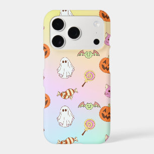 Cute Pastel Halloween Ghosts Pumpkins Candy Patter