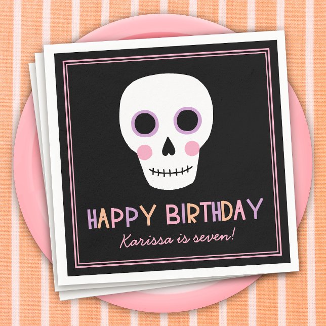 Cute Pastel Halloween Happy Birthday Name Napkins (Creator Uploaded)