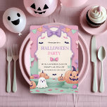 Cute Pastel Halloween Party | Kids Ghost Holiday Card<br><div class="desc">Celebrate Halloween in the cutest way with this pastel kids party invitation! Featuring a sweet ghost, smiling pumpkins, and colourful bunting in soft pink, purple, and mint tones, this adorable card is perfect for a not-so-spooky celebration. Customise all the party details easily. Great for kids' Halloween parties, daycare events, and...</div>