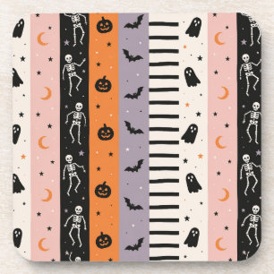 Cute Pastel Halloween Vertical Stripe Throw Pillow Coaster