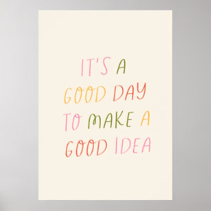 Cute Pastel Hand Lettering Motivational Quote Art Poster