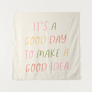 Cute Pastel Hand Lettering Motivational Quote Art Tapestry