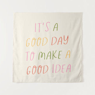 Cute Pastel Hand Lettering Motivational Quote Art Tapestry