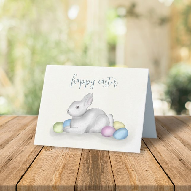 Cute Pastel Happy Easter Bunny Simple Classic  Note Card (Creator Uploaded)