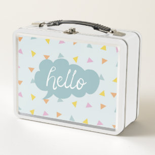 Cute Pastel Hello Metal Lunch Box