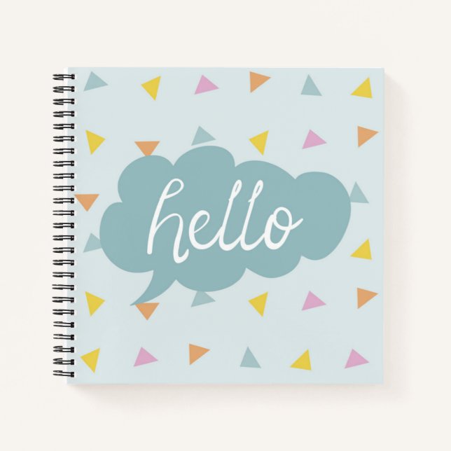 Cute Pastel Hello Notebook (Front)