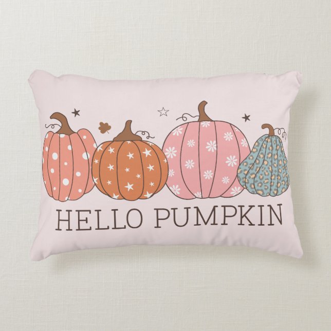 Cute Pastel Hello Pumpkin  Decorative Cushion (Front)