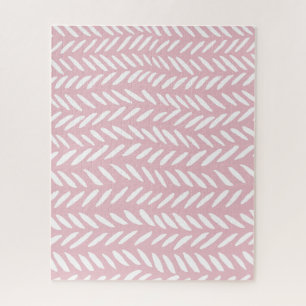 Cute pastel herringbone pattern on pink impossible jigsaw puzzle