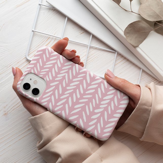 Cute pastel herringbone pattern on pink iPhone case (Creator Uploaded)