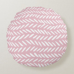 Cute pastel herringbone pattern on pink round cushion