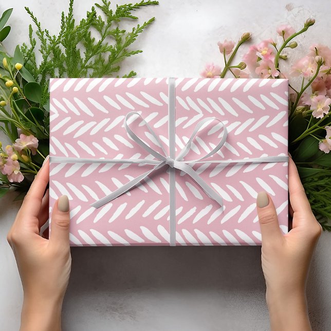 Cute pastel herringbone pattern on pink wrapping paper sheet (Creator Uploaded)