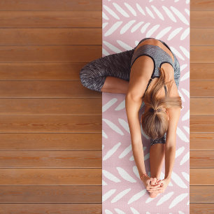 Cute pastel herringbone pattern on pink yoga mat