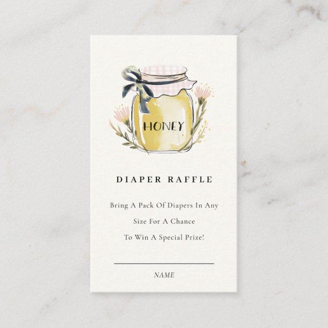 Cute Pastel  Honey Jar Diaper Raffle Baby Shower Enclosure Card (Front)