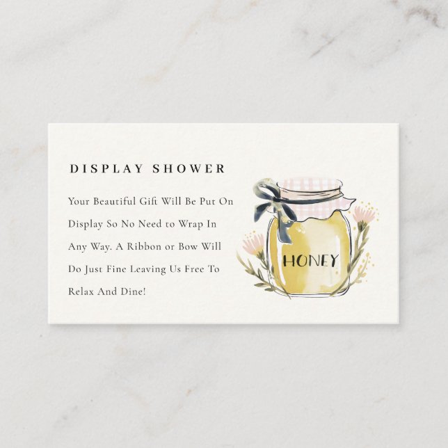 Cute Pastel  Honey Jar Display Shower Baby Shower Enclosure Card (Front)