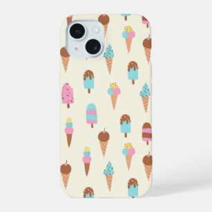 Cute Pastel Ice Cream Sweets Pattern iPhone 15 Case