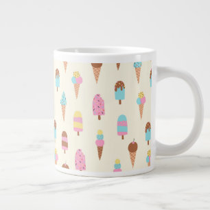 Cute Pastel Ice Cream Sweets Pattern Large Coffee Mug