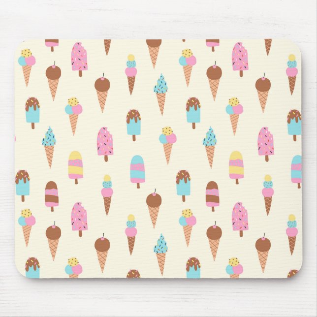 Cute Pastel Ice Cream Sweets Pattern Mouse Mat (Front)