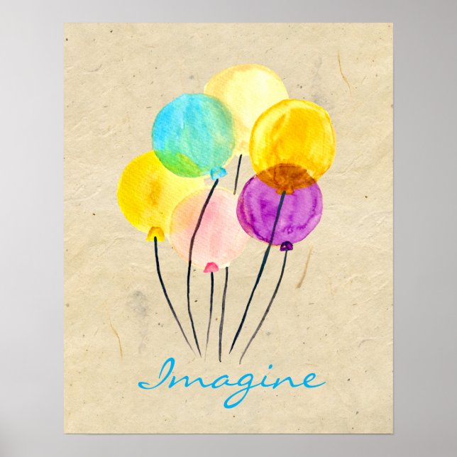 Cute pastel imagine balloons poster (Front)