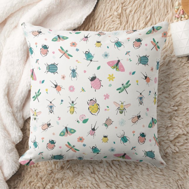 Cute Pastel Insect and Bug Pattern Cushion (Blanket)