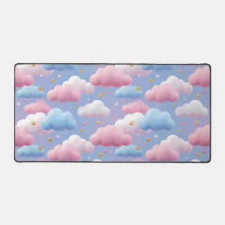 Cute Pastel Kawaii Cloud Sky Pattern Desk Mat