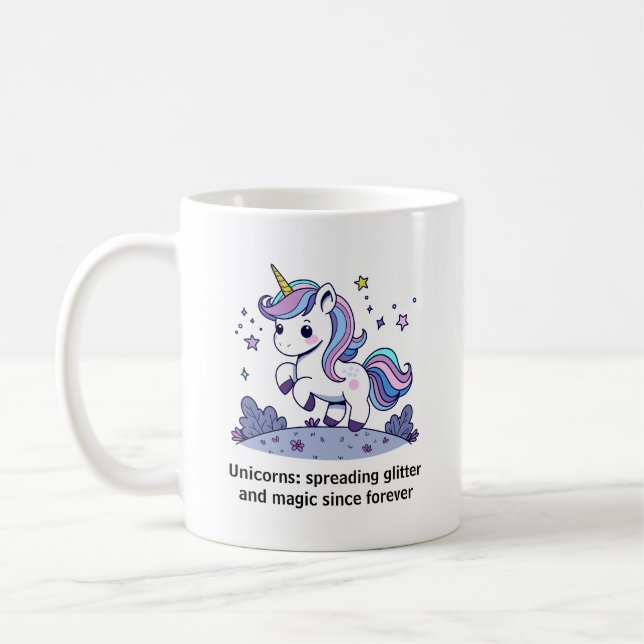 Cute Pastel Kawaii Unicorn Coffee Mug (Left)