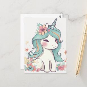 Cute Pastel Kawaii Unicorn Postcard