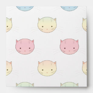 Cute Pastel Kitty Cat Faces Pattern Envelope